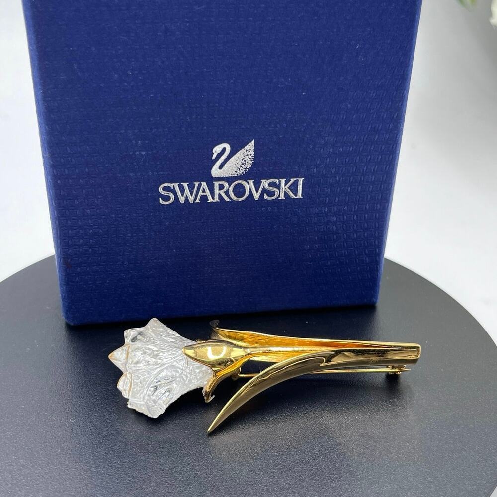Swarovski Vintage Crystal Cala Lilly Tulip Flower Brooch Memories Collection‎